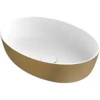 Xenz Neo-E Solid Surface waskom 54x38x14 Bicolor Wit/Goud
