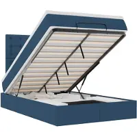 vidaXL Ottoman bed met matras en LED's 120x190 cm stof blauw