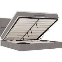 vidaXL Ottomanbed met matras en LED-verlichting, taupe, 200x200 cm, gestoffeerd