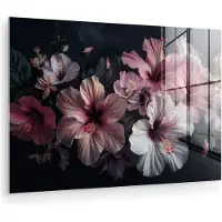 MuchoWow Glasschilderij 90x60 cm - Schilderij acrylglas - Bloemen - Hibiscus - Roze - Modern - Foto op glas - Muurdecoratie woonkamer - Wanddecoratie slaapkamer - Schilderijen
