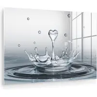 MuchoWow Glasschilderij 180x120 cm - Schilderij acrylglas - Abstract - Modern - Water - Hart - Foto op glas - Muurdecoratie woonkamer - Wanddecoratie slaapkamer - Schilderijen