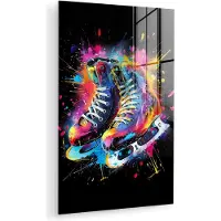 MuchoWow Glasschilderij 40x60 cm - Schilderij acrylglas - Graffiti - Sport - Schaatsen - Verf - Foto op glas - Muurdecoratie woonkamer - Wanddecoratie slaapkamer - Schilderijen