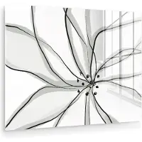 MuchoWow Glasschilderij 40x30 cm - Schilderij acrylglas - Bloem - Kunst - Wit - Zwart - Foto op glas - Muurdecoratie woonkamer - Wanddecoratie slaapkamer - Schilderijen