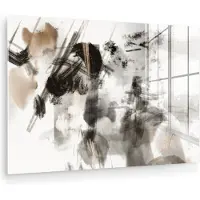MuchoWow Glasschilderij 180x120 cm - Schilderij acrylglas - Schilderij - Verf - Zwart wit - Kunst - Foto op glas - Muurdecoratie woonkamer - Wanddecoratie slaapkamer - Schilderijen