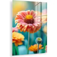 MuchoWow Glasschilderij 120x160 cm - Schilderij acrylglas - Bloemen - Kleurrijk - Natuur - Gerbera - Foto op glas - Muurdecoratie woonkamer - Wanddecoratie slaapkamer - Schilderijen