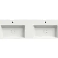 Xenz Dolce keramisch wastafelblad 140 met 2 kommen en 2 kraangaten (141x46) wit mat