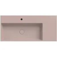Xenz Dolce Plan keramisch wastafelblad, wegzetvlak rechts. 1 kraangat. 101x46 rose mat