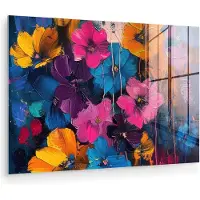 MuchoWow Glasschilderij 120x80 cm - Schilderij acrylglas - Bloemen - Kleurrijk - Abstract - Modern - Foto op glas - Muurdecoratie woonkamer - Wanddecoratie slaapkamer - Schilderijen