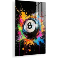 MuchoWow Glasschilderij 40x60 cm - Schilderij acrylglas - Graffiti - Sport - Pool bal - Biljart - Foto op glas - Muurdecoratie woonkamer - Wanddecoratie slaapkamer - Schilderijen