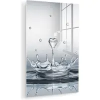 MuchoWow Glasschilderij 100x150 cm - Schilderij acrylglas - Abstract - Modern - Water - Hart - Foto op glas - Muurdecoratie woonkamer - Wanddecoratie slaapkamer - Schilderijen