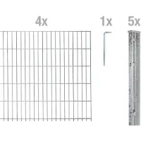 Alberts dubbele piketomheining thermisch verzinkt 8-6-8, 2,5 m maaswijdte, afrasteringslengte:10 m, afrasteringshoogte:163 cm