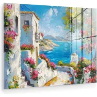 MuchoWow Glasschilderij 80x60 cm - Schilderij acrylglas - Landschap - Bloemen - Natuur - Zomer - Foto op glas - Muurdecoratie woonkamer - Wanddecoratie slaapkamer - Schilderijen