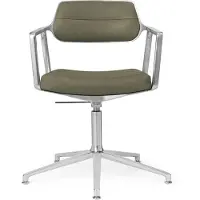 Vipp 453+ Draaistoel Gepolijst Aluminium / - Bureaustoelen Leer Bosco green - 453+31G01