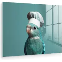 MuchoWow Glasschilderij 120x90 cm - Schilderij acrylglas - Parkiet - Vogel - Koksmuts - Cute - Foto op glas - Muurdecoratie woonkamer - Wanddecoratie slaapkamer - Schilderijen