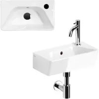 Clou InBe Fonteinset 6 Afgeschuind 41x22,5cm Keramiek - Chroom - 8717462016105 - Rechthoekig - Wastafels, Fonteinen, Vrijhangende Fonteinen