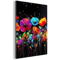 MuchoWow Aluminium schilderij 60x80 cm - Wanddecoratie metaal - Bloemen - Kleurrijk - Spetters - Metalen muurdecoratie woonkamer - Decoratie industrieel - Foto op dibond - Industriële accessoires slaapkamer