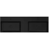 Xenz Dolce keramisch wastafelblad 140 met 2 kommen en 2 kraangaten (141x46) zwart mat