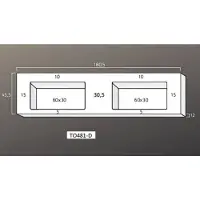 Xenz Solid Surface Blad 180x45 met 2 R2 wastafels met overloopgat+plug, 2 kraangaten, mat wit