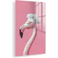 MuchoWow Glasschilderij 20x30 cm - Schilderij acrylglas - Flamingo - Roze - Koksmuts - Vogel - Foto op glas - Muurdecoratie woonkamer - Wanddecoratie slaapkamer - Schilderijen