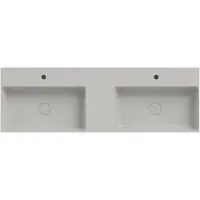 Xenz Dolce keramisch wastafelblad 140 met 2 kommen en 2 kraangaten (141x46) cement