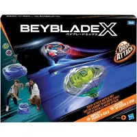 Beyblade X Drop Attack Battle-set met Beystadium - 2 rechtsdraaiende speeltollen en 2 launchers
