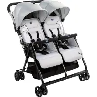 Chicco Ohlala, kinderwagen voor tweelingen, zonnekap, geschikt voor jongens en meisjes, inklapbaar, zilverkleurig
