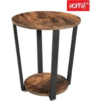 Hoppa! - Bijzettafel - Bruin/Zwart - Metaal - 50 x 50 x 57 cm (L x D x H)