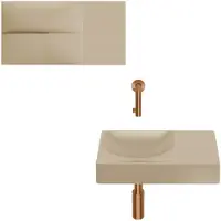 Clou Vale 38cm fonteinset, Kaldur wandkraan, Minisuk sifon brons