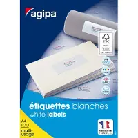 Agipa universele etiketten, 50 x 50 mm, wit, rechthoekig