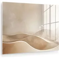 MuchoWow Glasschilderij 160x120 cm - Schilderij acrylglas - Beige - Natuur - Abstract - Modern - Foto op glas - Muurdecoratie woonkamer - Wanddecoratie slaapkamer - Schilderijen