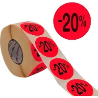 Meto promotie-etiketten '-30%', rond, fluorrood