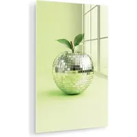 MuchoWow Glasschilderij 120x180 cm - Schilderij acrylglas - Groen - Disco - Decoratie - Appel - Foto op glas - Muurdecoratie woonkamer - Wanddecoratie slaapkamer - Schilderijen
