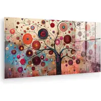 MuchoWow Glasschilderij 40x20 cm - Schilderij acrylglas - Boom - Paars - Abstract - Kunst - Foto op glas - Muurdecoratie woonkamer - Wanddecoratie slaapkamer - Schilderijen