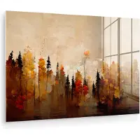 MuchoWow Glasschilderij 180x120 cm - Schilderij acrylglas - Natuur - Bomen - Kunst - Bruin - Beige - Foto op glas - Muurdecoratie woonkamer - Wanddecoratie slaapkamer - Schilderijen