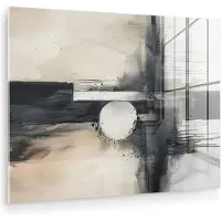 MuchoWow Glasschilderij 160x120 cm - Schilderij acrylglas - Abstract - Zwart wit - Verf - Modern - Foto op glas - Muurdecoratie woonkamer - Wanddecoratie slaapkamer - Schilderijen