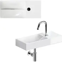 Clou Vale keramische fontein 45cm wit glans met Kaldur toiletkraan chroom