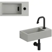 Clou Flush 3 keramische fontein grijs mat met Kaldur toiletkraan zwart mat