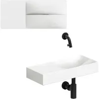 Clou Vale keramische fontein 45cm wit mat met Kaldur fonteinkraan zwart mat