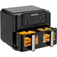 Strex Airfryer XXL - 10L - 2500W - Heteluchtfriteuse - Dubbele Airfryer - 50ºC tot 200ºC - 10 Kookprogramma's - Zwart