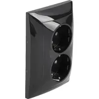 Q-Link S2 Contactdoos | 2-voudig | Randaarde | Antraciet - 66.083.50