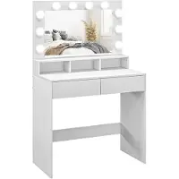 HOMCOM Schminktafel met LED-verlichting, kaptafel met spiegel, wit