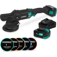 Vonroc PRO Excentrische Polijstmachine 20V – Ø 125mm | Incl. 2x 4.0Ah Accu’s, snellader en 5 polijstschijven