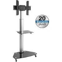 My Wall premium verrijdbare vloerstandaard met plank voor schermen tot 70 inch / zwart/zilver