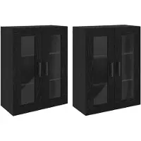 vidaXL Wandgemonteerde Kasten 2 st Zwart eiken 69,5 x 34 x 90 cm