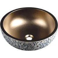 Hak Sapho PRIORI keramische wastafel, diameter 41 cm, koper/blauw met patroon