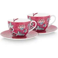Pip studio Koffiekop Flower Festival Dark Pink 280 ml (Set van 2)