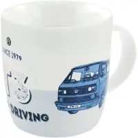 Brisa VW Collection - Volkswagen grote keramische koffie-thee-cappuccino-kop-mok-havermout-mok voor keuken in VW T3 design (370 ml/blijven rijden/blauw)