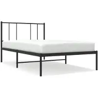 vidaXL Bedframe met hoofdbord metaal zwart 90x190 cm