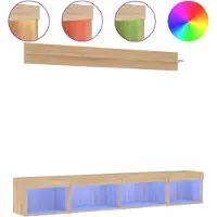 vidaXL 5-delige Tv-wandmeubelset met LED bewerkt hout sonoma eiken