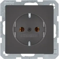 Berker Q1 Contactdoos | Inbouw | 1-voudig | Randaarde | Antraciet - 66.045.42